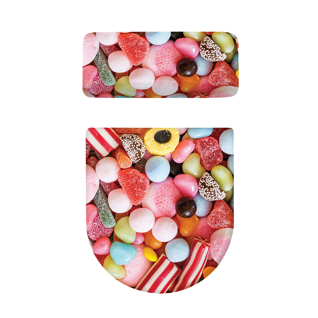 Colorful Candy And Jelly Print Toilet Lid And Tank Cover Set
