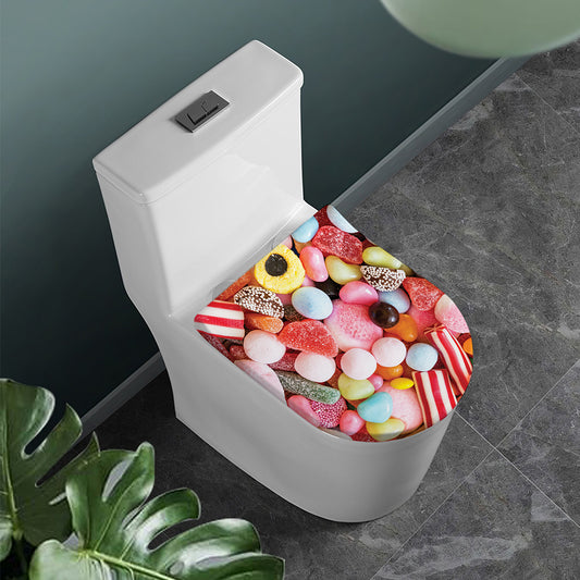 Colorful Candy And Jelly Print Toilet Lid Cover