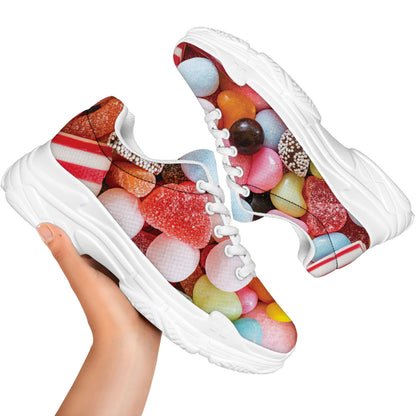 Colorful Candy And Jelly Print White Chunky Shoes
