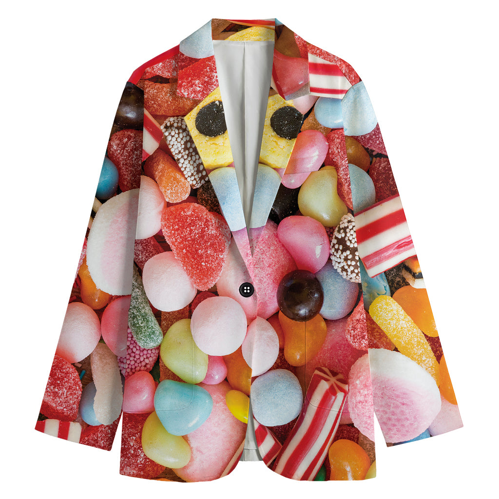 Colorful Candy And Jelly Print Women's Cotton Blazer