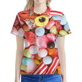 Colorful Candy And Jelly Print Women's Polo Shirt
