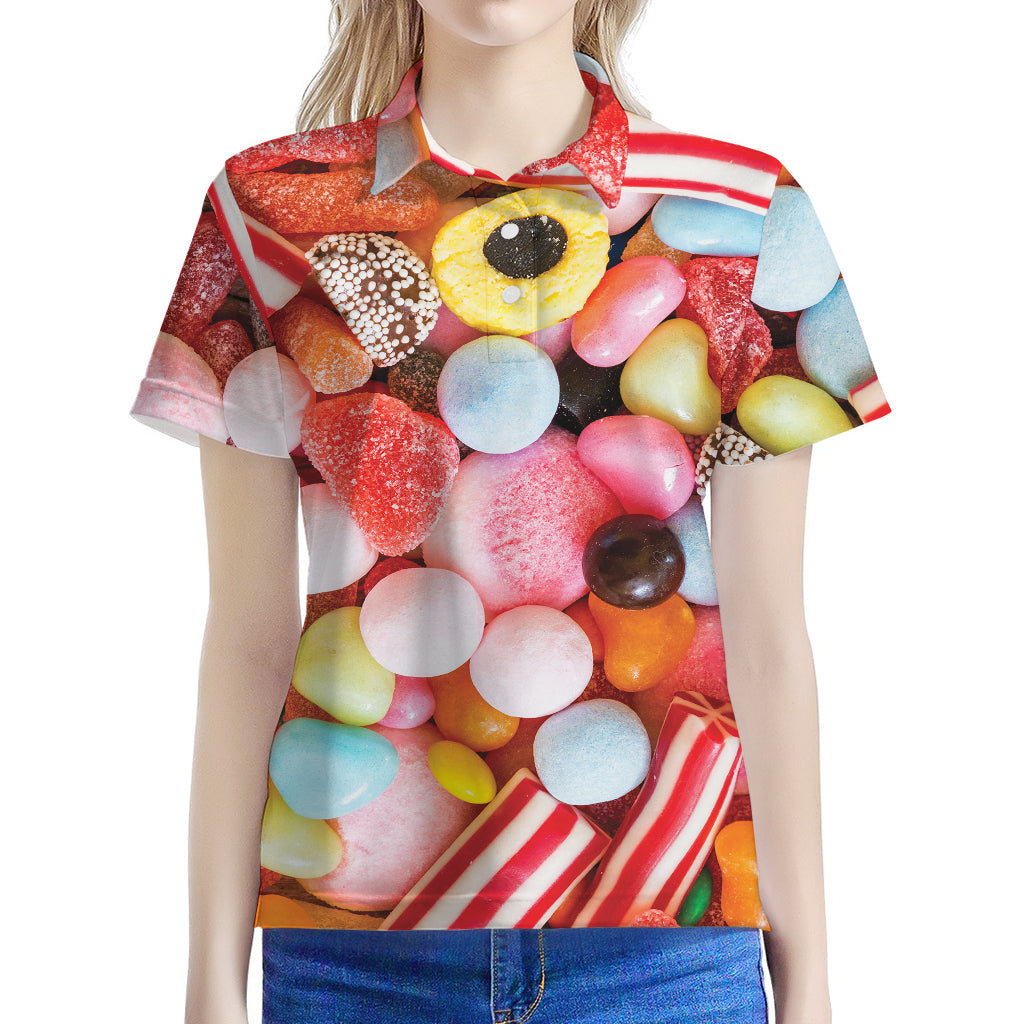 Colorful Candy And Jelly Print Women's Polo Shirt