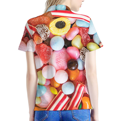Colorful Candy And Jelly Print Women's Polo Shirt