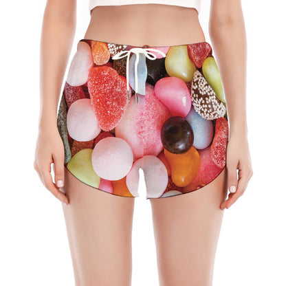 Colorful Candy And Jelly Print Women's Split Running Shorts