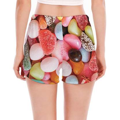 Colorful Candy And Jelly Print Women's Split Running Shorts