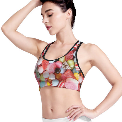Colorful Candy And Jelly Print Women's Sports Bra