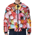 Colorful Candy And Jelly Print Zip Sleeve Bomber Jacket