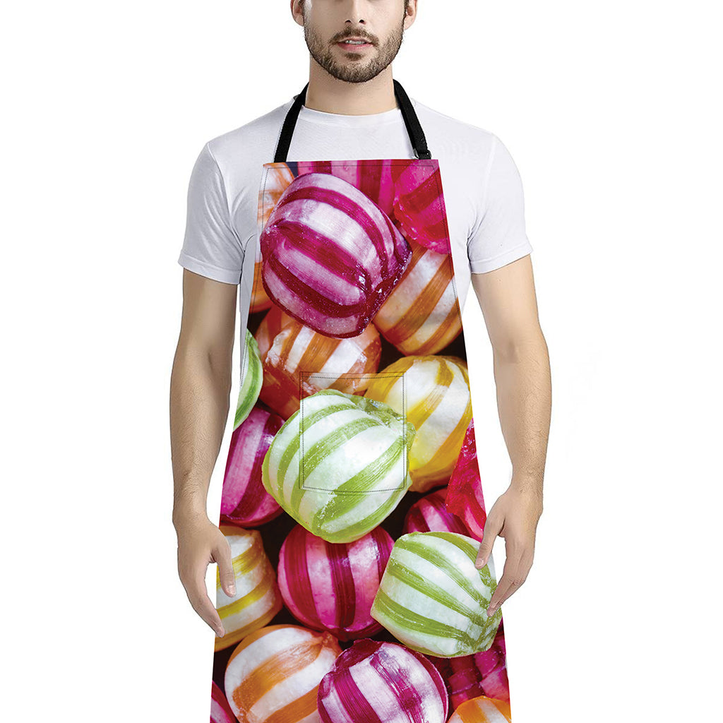 Colorful Candy Ball Print Bib Apron With Pocket