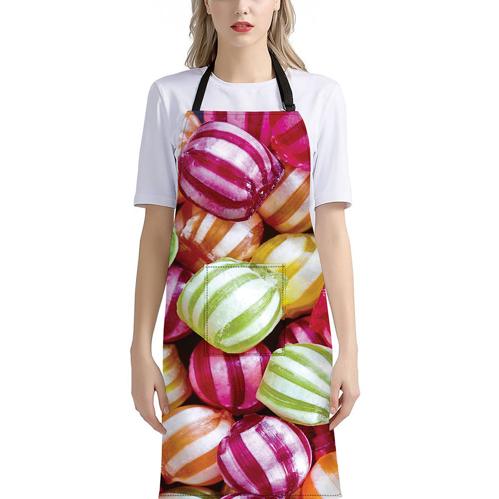 Colorful Candy Ball Print Bib Apron With Pocket