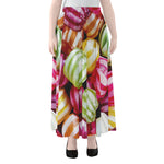 Colorful Candy Ball Print Chiffon Maxi Skirt