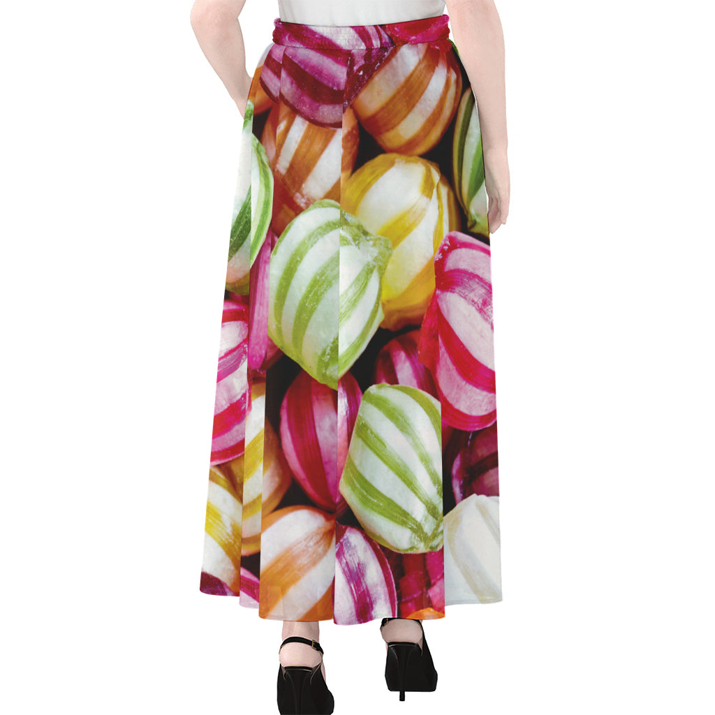 Colorful Candy Ball Print Chiffon Maxi Skirt