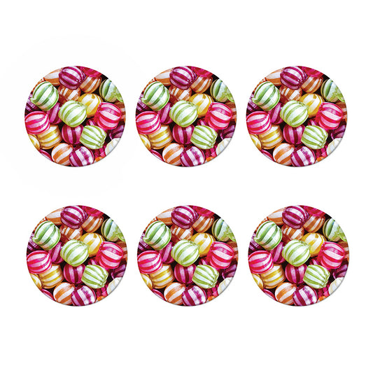 Colorful Candy Ball Print Coaster Set