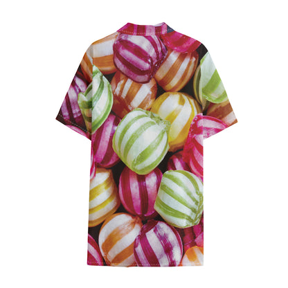 Colorful Candy Ball Print Cotton Hawaiian Shirt