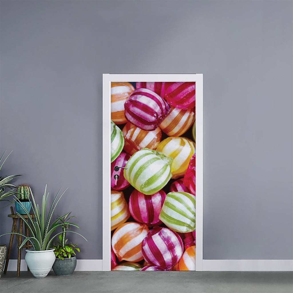 Colorful Candy Ball Print Door Sticker