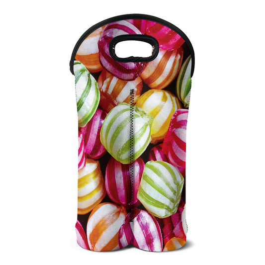 Colorful Candy Ball Print Double Neoprene Wine Tote