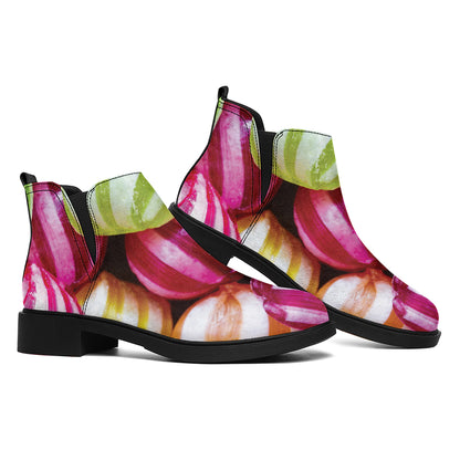 Colorful Candy Ball Print Flat Ankle Boots