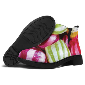 Colorful Candy Ball Print Flat Ankle Boots