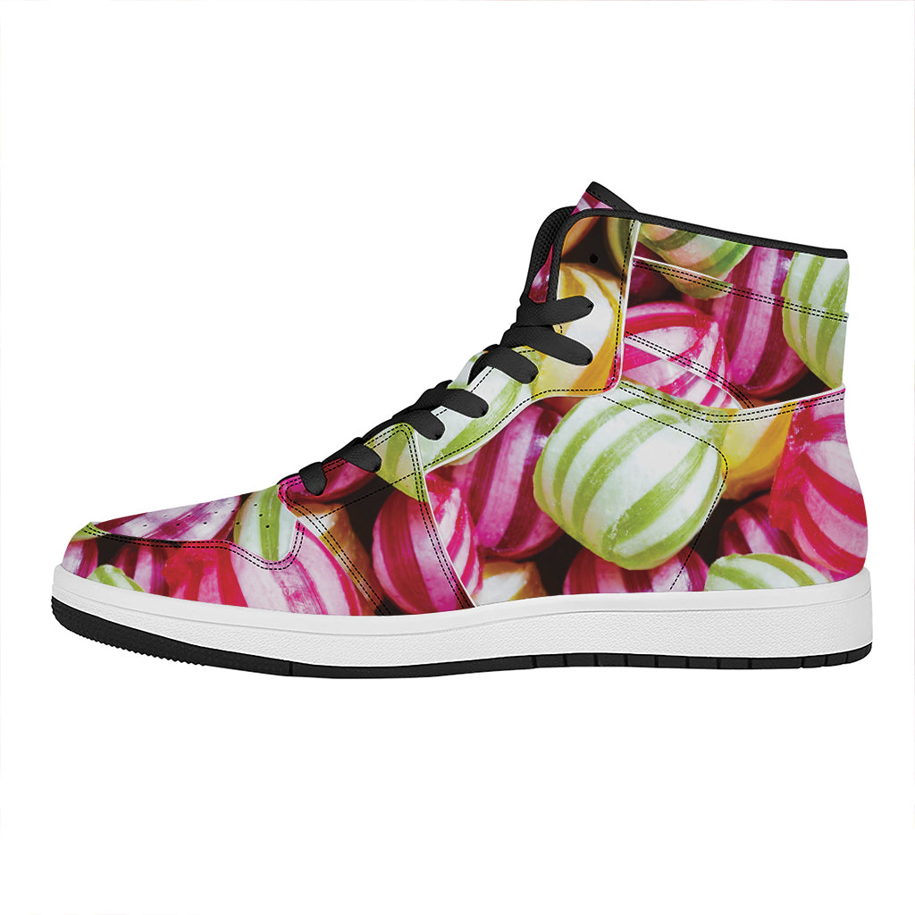 Colorful Candy Ball Print High Top Leather Sneakers