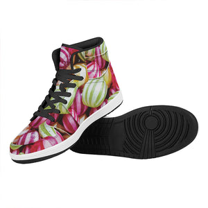 Colorful Candy Ball Print High Top Leather Sneakers