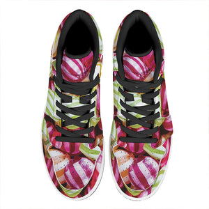 Colorful Candy Ball Print High Top Leather Sneakers