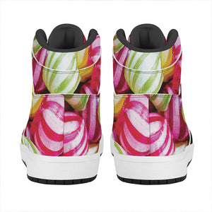 Colorful Candy Ball Print High Top Leather Sneakers