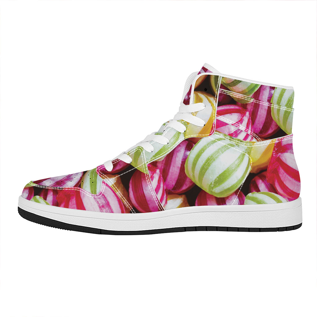 Colorful Candy Ball Print High Top Leather Sneakers