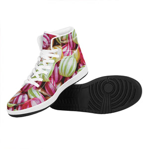 Colorful Candy Ball Print High Top Leather Sneakers