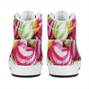 Colorful Candy Ball Print High Top Leather Sneakers