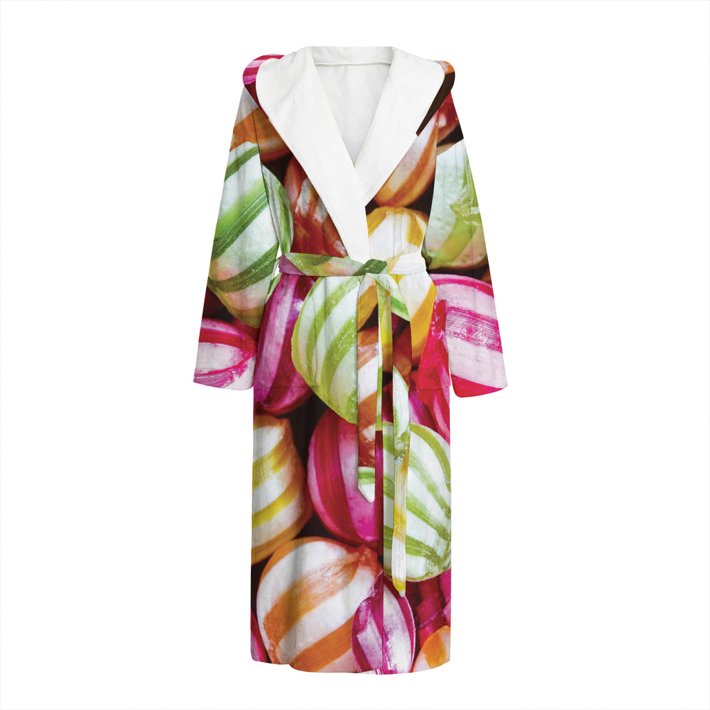 Colorful Candy Ball Print Hooded Bathrobe