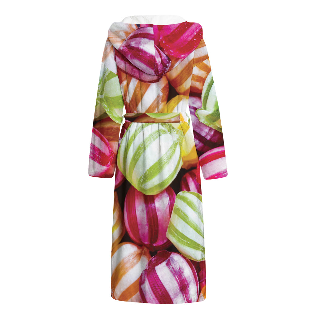 Colorful Candy Ball Print Hooded Bathrobe