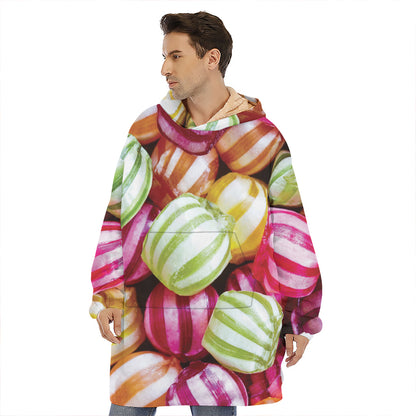 Colorful Candy Ball Print Hoodie Blanket
