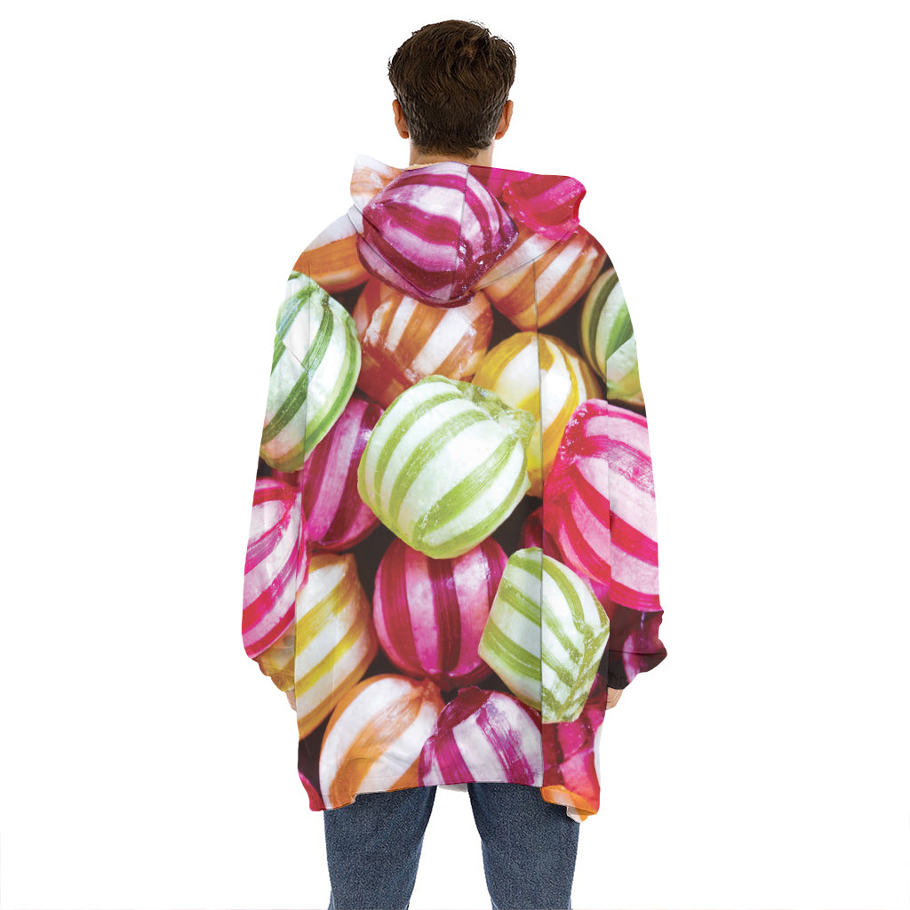 Colorful Candy Ball Print Hoodie Blanket