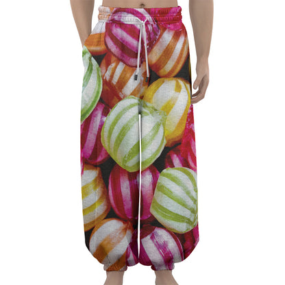 Colorful Candy Ball Print Lantern Pants