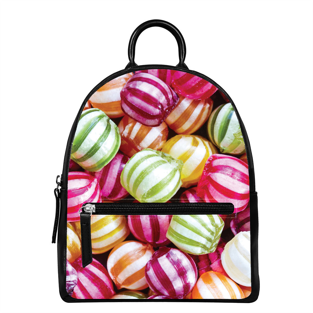 Colorful Candy Ball Print Leather Backpack