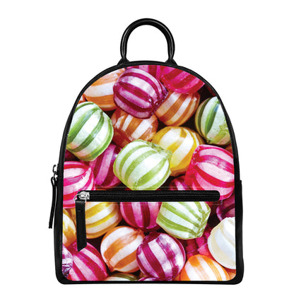 Colorful Candy Ball Print Leather Backpack
