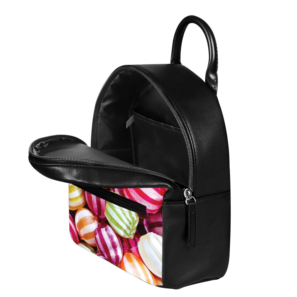 Colorful Candy Ball Print Leather Backpack