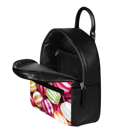 Colorful Candy Ball Print Leather Backpack
