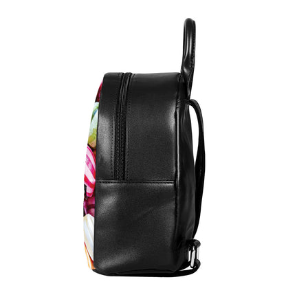 Colorful Candy Ball Print Leather Backpack