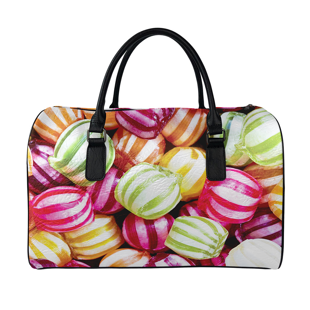 Colorful Candy Ball Print Leather Duffle Bag