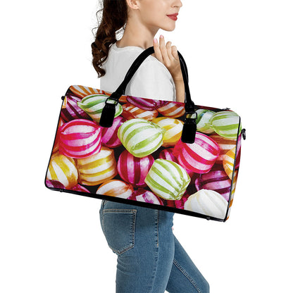 Colorful Candy Ball Print Leather Duffle Bag
