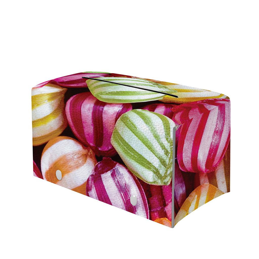 Colorful Candy Ball Print Leather Tissue Box Cover