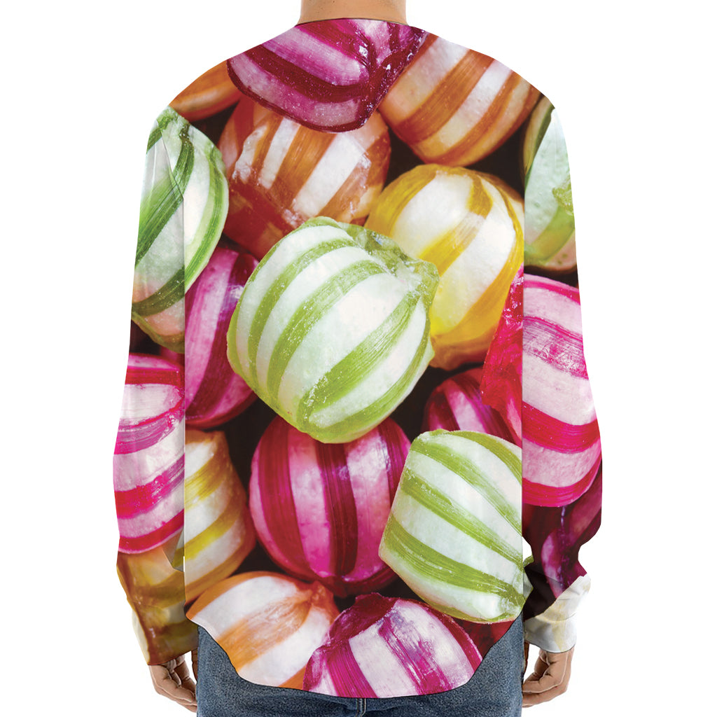 Colorful Candy Ball Print Long Sleeve Baseball Jersey