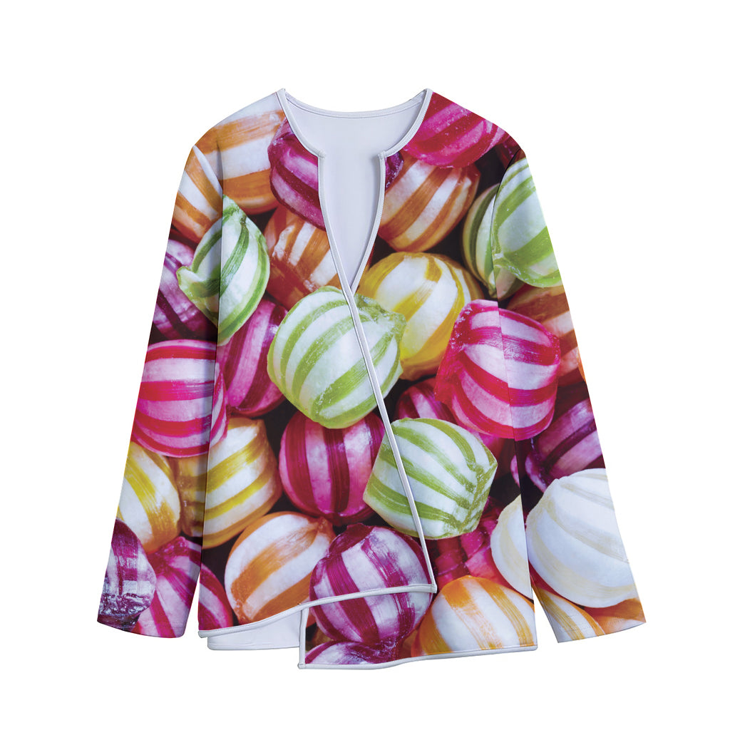 Colorful Candy Ball Print Long Sleeve Short Coat