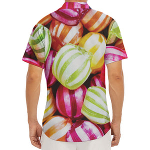 Colorful Candy Ball Print Men's Deep V-Neck Shirt