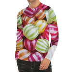 Colorful Candy Ball Print Men's Long Sleeve Rash Guard