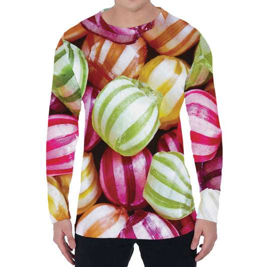 Colorful Candy Ball Print Men's Long Sleeve T-Shirt