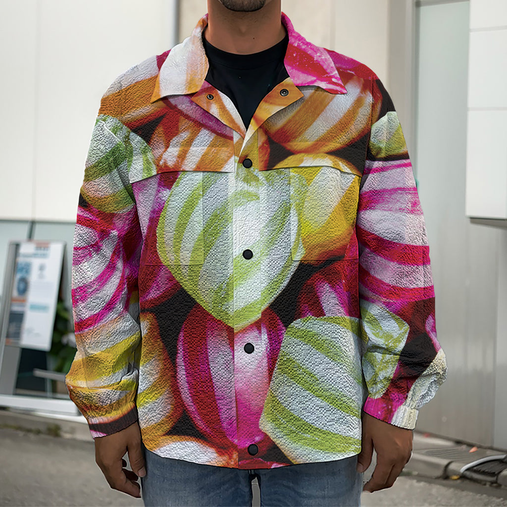 Colorful Candy Ball Print Men's Shirt Jacket