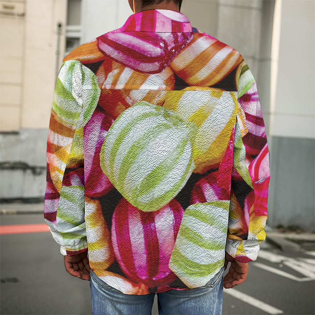 Colorful Candy Ball Print Men's Shirt Jacket