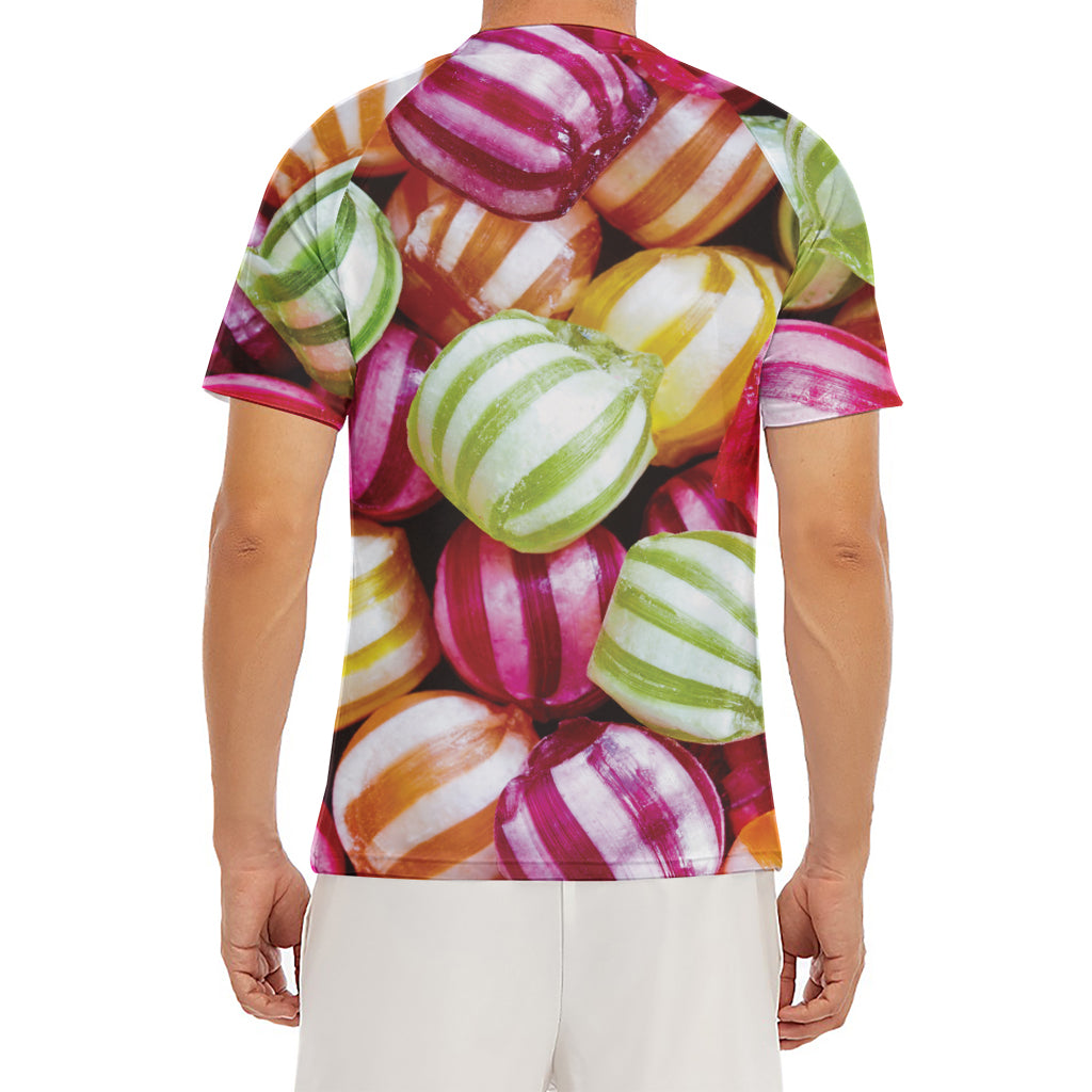 Colorful Candy Ball Print Men's Short Sleeve Rash Guard