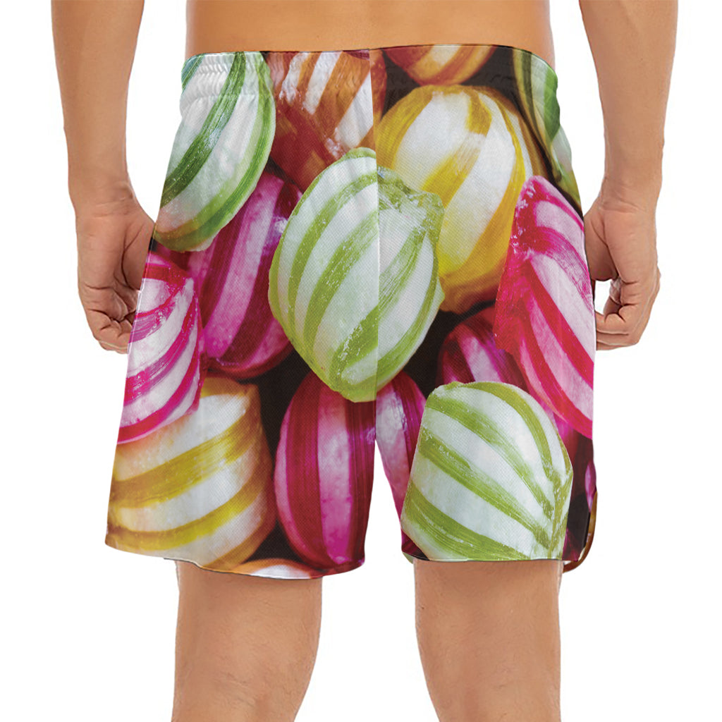 Colorful Candy Ball Print Men's Split Running Shorts